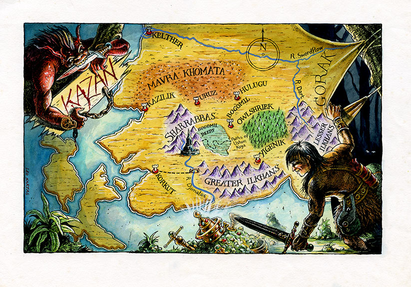 Map of Kazan - Fighting Fantasy - Leo hartas
